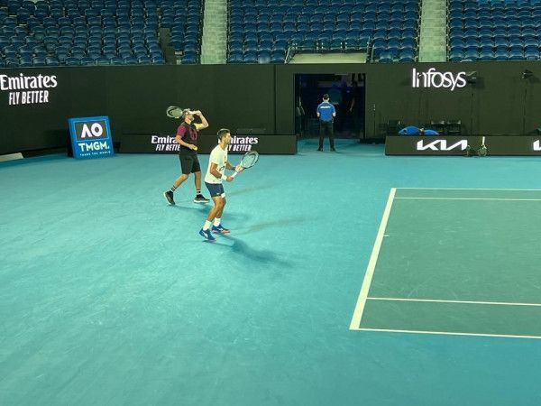 Novak Djokovic, training before the Australian Open final Photo: J. Medić