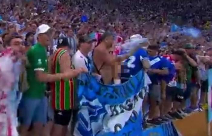 UNCENSORED The Argentina fan took off her clothes and showed her bare breasts during the World Cup final /VIDEO/